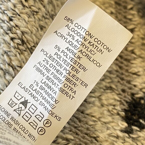 LUCKY BRAND M Cardigan Sweater Aztec Intarsia Drape Front Coastal Grandma - Picture 5 of 5